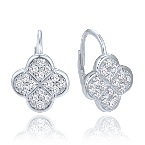 MINET JMAS7058SE00 Silver Clover Earrings with White Zircons