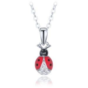 MINET Children's silver necklace red ladybird inlaid with crystals JMAD0062SN38