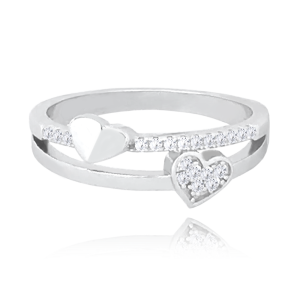 MINET Strieborný srdcový prsteň LOVE so zirkónmi veľkosť 58 JMAN0372SR58
