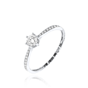 MINET Zásnubný prsteň z bieleho zlata s bielym zirkónom Au 585/1000 veľkosť 56 - 1,45g JMG0216WSR56