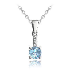 MINET Elegantný strieborný náhrdelník so svetlomodrým zirkónom JMAS0150AN45