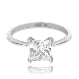 MINET Stříbrný prsten s velkým bílým zirkonem vel. 51 JMAN0310SR51