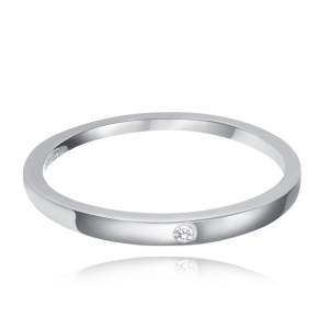 MINET Minimalistický snubní stříbrný prsten se zirkonem vel. 54 JMAN0546SR54