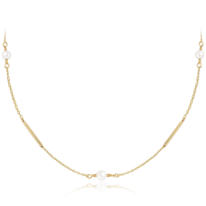 MINET Elegantní zlatý náhrdelník s perlou Au 585/1000 2,40g JMG0084WGN53