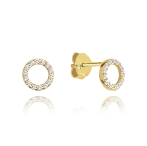 MINET Zlaté náušnice kroužky s bílými zirkony Au 585/1000 0,80 g JMG0014WGE06