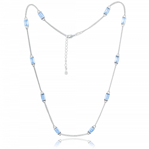 MINET Strieborný náhrdelník s modrým zirkónom JMAS0243AN42