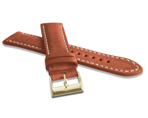 LAVVU LSRGH20 Prírodne farbený hnedý remienok NATURE z kože Top Grain so zlatou sponou - 20 mm