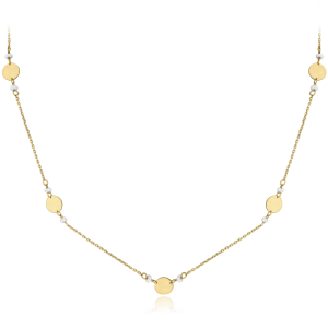 MINET Zlatý náhrdelník s prírodnými perlami Au 585/1000 1,70g JMG0189WGN45