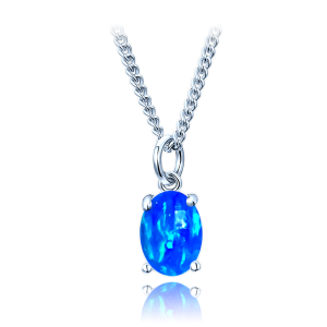 MINET Silver necklace with blue opal JMAS0295BN45