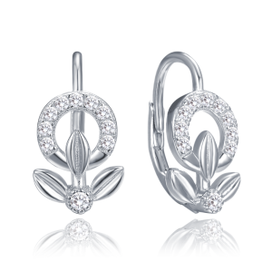 MINET Elegant silver flower earrings with white cubic zirconia JMAS0248SE00