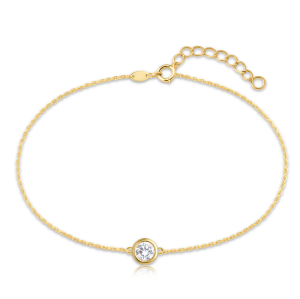 MINET Decentní zlatý náramek s bílým zirkonem Au 585/1000 1,00g JMG0311WGB17