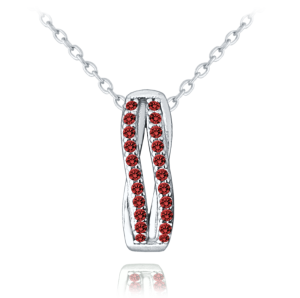 MINET Elegant silver necklace with red zircons JMAS0196CN45