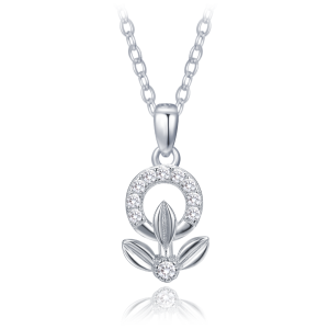 MINET Elegant silver flower necklace with white cubic zirconia JMAS0248SN42