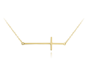 MINET Pozlátený strieborný náhrdelník CROSS horizontálny JMAS0062GN45
