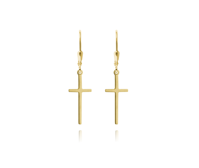 MINET Pozlacené stříbrné náušnice KŘÍŽE JMAS0062GE00