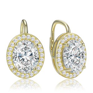 MINET Luxusní pozlacené stříbrné náušnice se zirkonem JMAS0329GE00