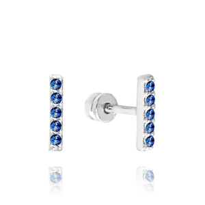 MINET Elegant white gold screw earrings with dark blue cubic zirconia Au 585/1000 1,00g JMG0119ASE00