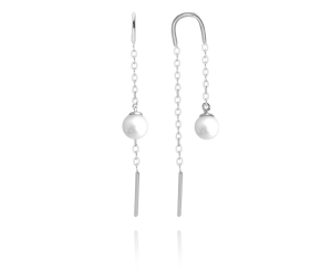 MINET Silver stretch dangle earrings with natural pearls JMAS7038SE00