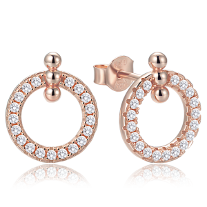 MINET Elegant rose gold-plated silver hoop earrings with cubic zirconia JMAN0679RE00