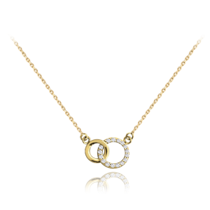 MINET Zlatý náhrdelník s bielymi zirkónmi Au 585/1000 1,65g JMG0124WGN45