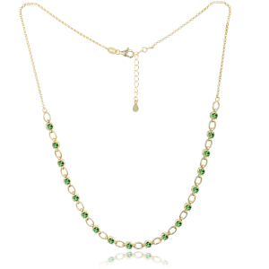 MINET Elegant silver necklace with green cubic zirconia JMAS0253ZN42