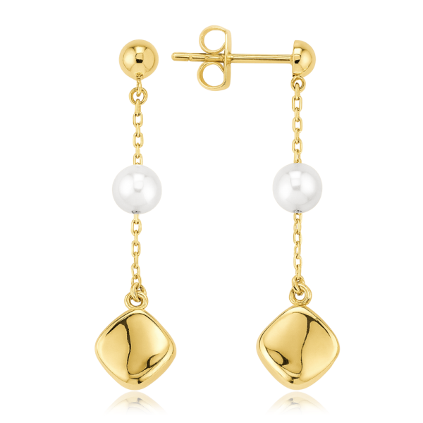 MINET Zlaté náušnice s řetízkem a perlou Au 585/1000 1,50g JMG0301WGE00