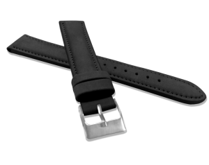 MINET MSNUN20 Black stitched fine nubuck leather strap – 20 mm