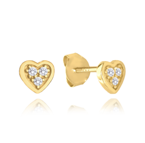 MINET Pozlacené stříbrné náušnice SRDÍČKA s bílými zirkony JMAN0405GE00JMAN0405GE00