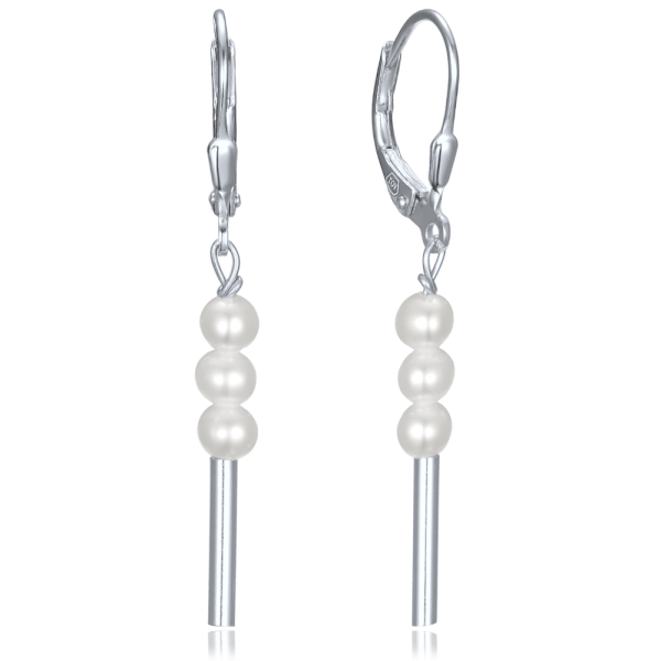 MINET Stříbrné náušnice s přírodními perlami JMAS7059SE00