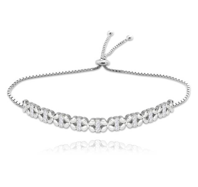 MINET Silver bracelet with white cubic zirconia and clasp JMAS0168SB22