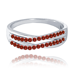 MINET Elegantní stříbrný prsten s červenými zirkony vel. 55 JMAS0196CR55