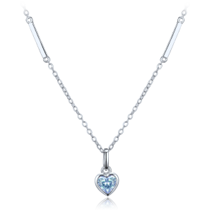 MINET Subtle silver heart necklace with light blue zirconia JMAS0328AN45