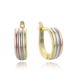 MINET Elegant silver tri-colour oval earrings JMAN0553ME00