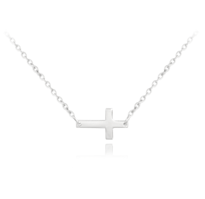 MINET Strieborný náhrdelník malý plochý kríž JMAS0129SN45