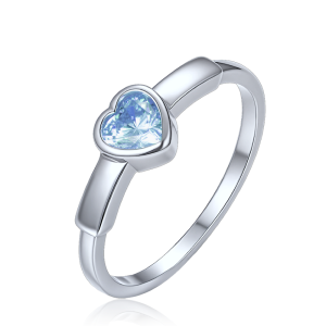 MINET Subtle silver heart ring with light blue zircon, size 52 JMAS0328AR52