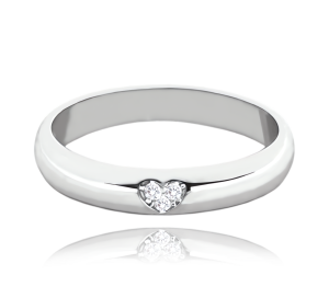 MINET Stříbrný snubní prsten se srdíčkem a bílými zirkony vel.51 JMAN0446SR51