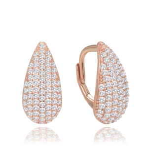 MINET Rose gold silver drop earrings with white zircons JMAN0565YE00