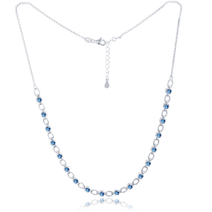 MINET Elegant silver necklace with blue zircons JMAS0253BN42