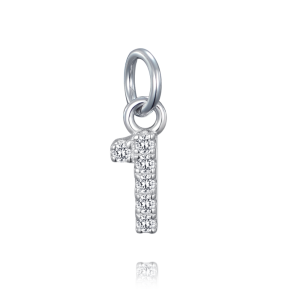 MINET Silver trailer numeral "1" inlaid with cubic zirconia JMAS9011SP00