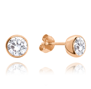 MINET Rose gold stříbrné náušnice PECKY s bílými zirkony JMAN0301RE00