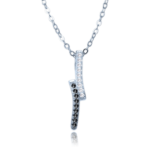 MINET Luxury silver necklace with white and black cubic zirconia JMAS0291NN45