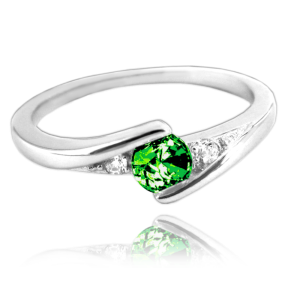 MINET Elegantný strieborný prsteň so zeleným zirkónom veľkosť 47 JMAN0046GR47