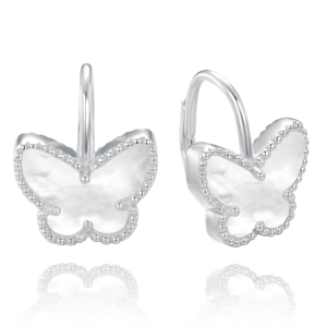 MINET Silver butterfly earrings with white pearl JMAS0244SE00