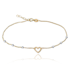 MINET Gold bracelet heart and round in combination of white and yellow gold Au 585/1000 0,85g JMG0183WBB15