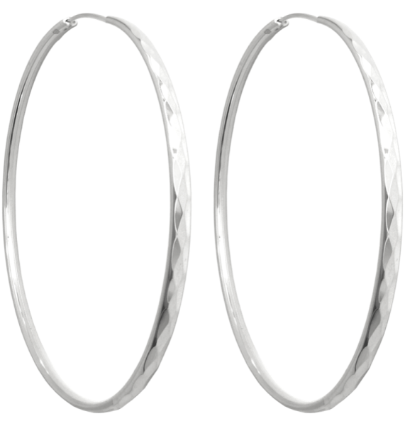 MINET Cut silver earrings CIRCLES 7 cm  JMAN0233SE07