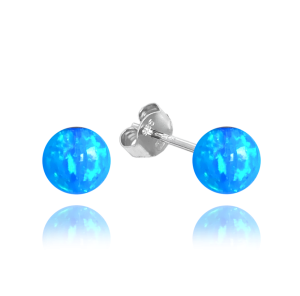 MINET Strieborné náušnice BALLS so svetlomodrými opálmi 6 mm JMAS0151AE06