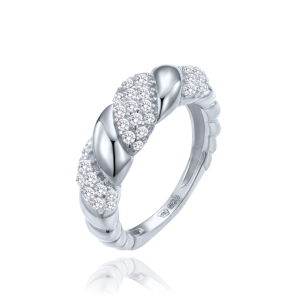 MINET Strieborný prsteň s bielym zirkónom veľkosť 57 JMAS0245SR57