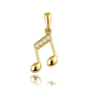 MINET Gold pendant note with white zircons Au 585/1000 0,55g JMG0276WGP00