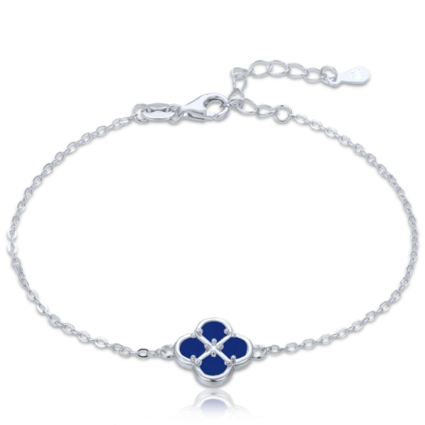 MINET Silver four-leaf clover bracelet with lapis JMAS7058BB19