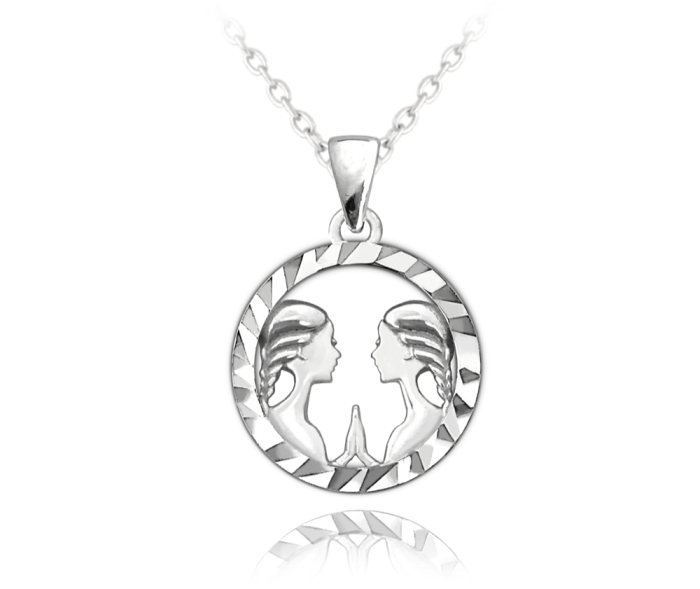 MINET Stříbrný náhrdelník Zodiac znamení BLÍŽENCI JMAS9406SN45